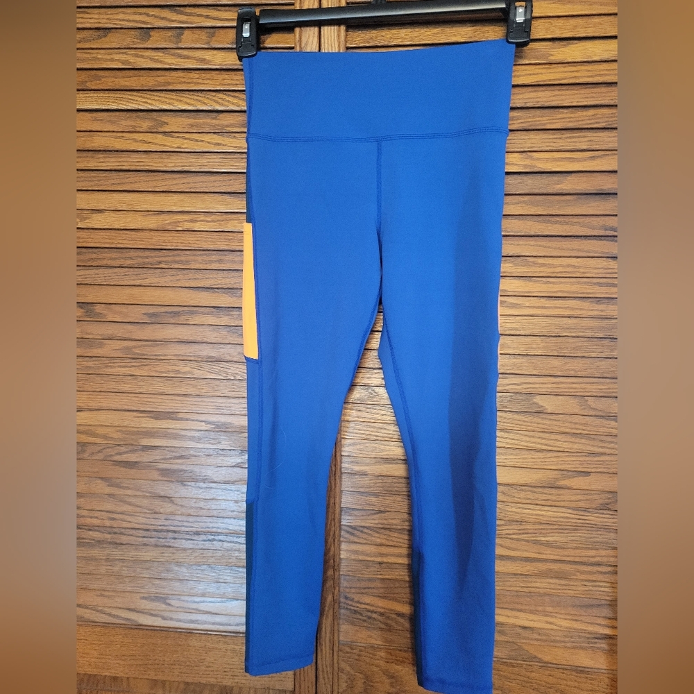 ZYIA Active Blue Leggings with Orange Accent Ladies Size 4